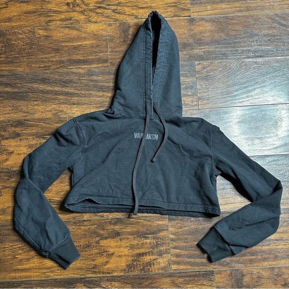 Vanquish Fitness Black Cropped Hoodie Sweatshirt